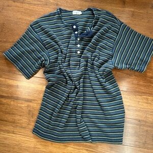 J. Crew Navy and Olive Striped Shirt